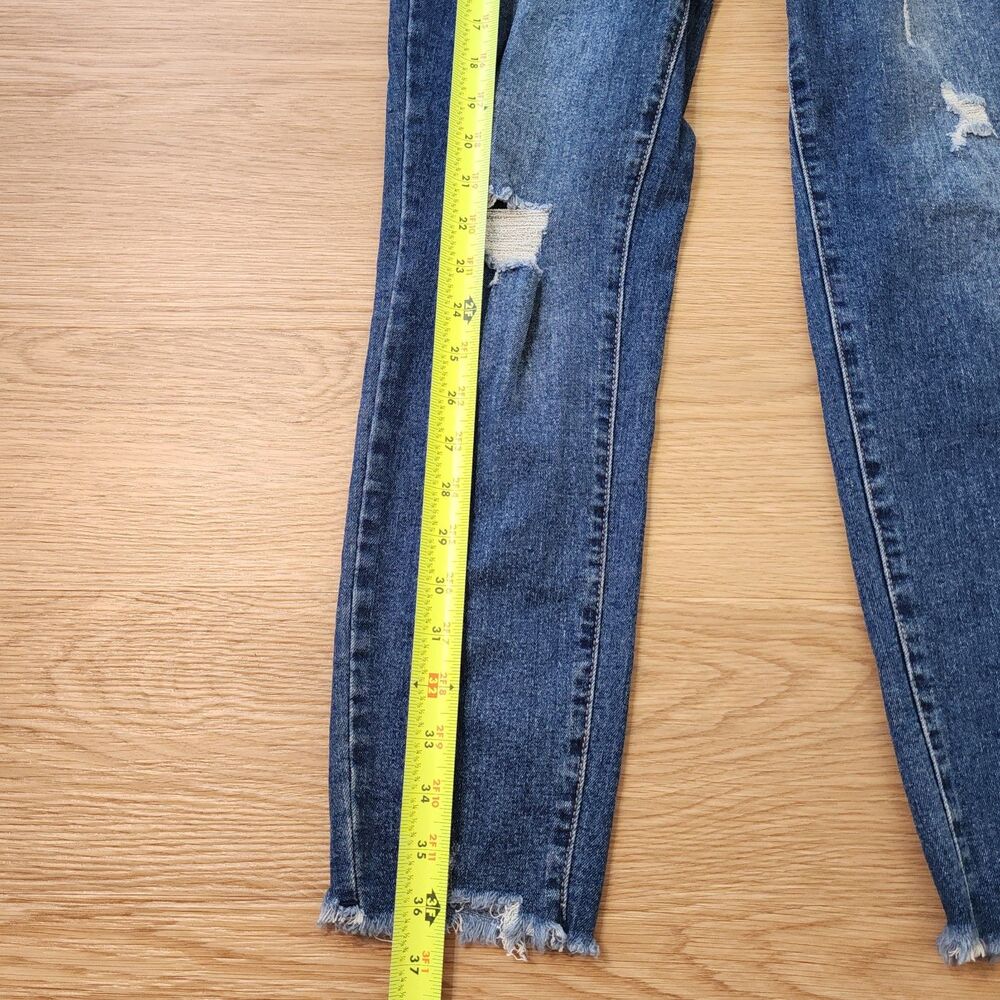 Nicole Miller Jeans Size 4 Soho High Rise Skinny Crop Blue Stretch Raw Hem 30x26 - Picture 7 of 13